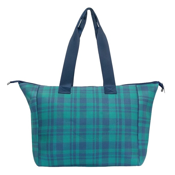 My Tagalongs Weekender Bag Blue Green Plaid Tote Neoprene Travel Bag Gym Bag - Picture 2 of 13